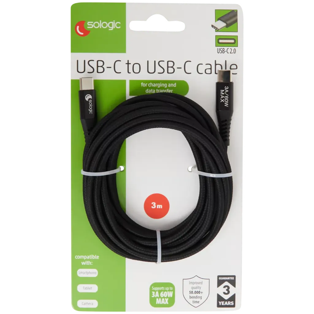 USB C a USB C 2.0 Preto 1,5m